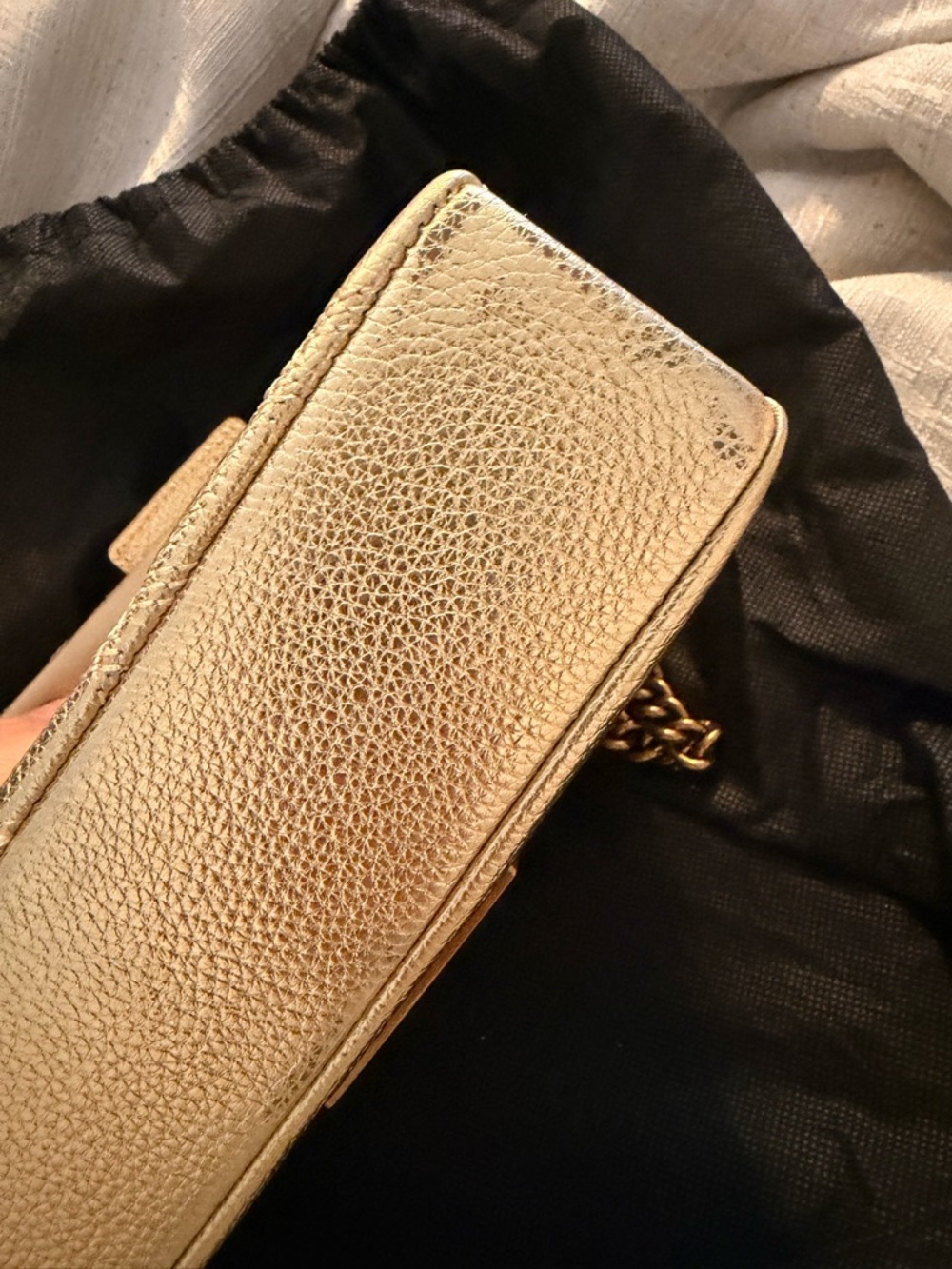 Kurt Geiger Metallic Gold Quilted Shoulder Bag with Chain Strap - Picture 3 of 7
